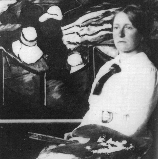 Jacoba van Heemskerck in haar atelier, ca 1915